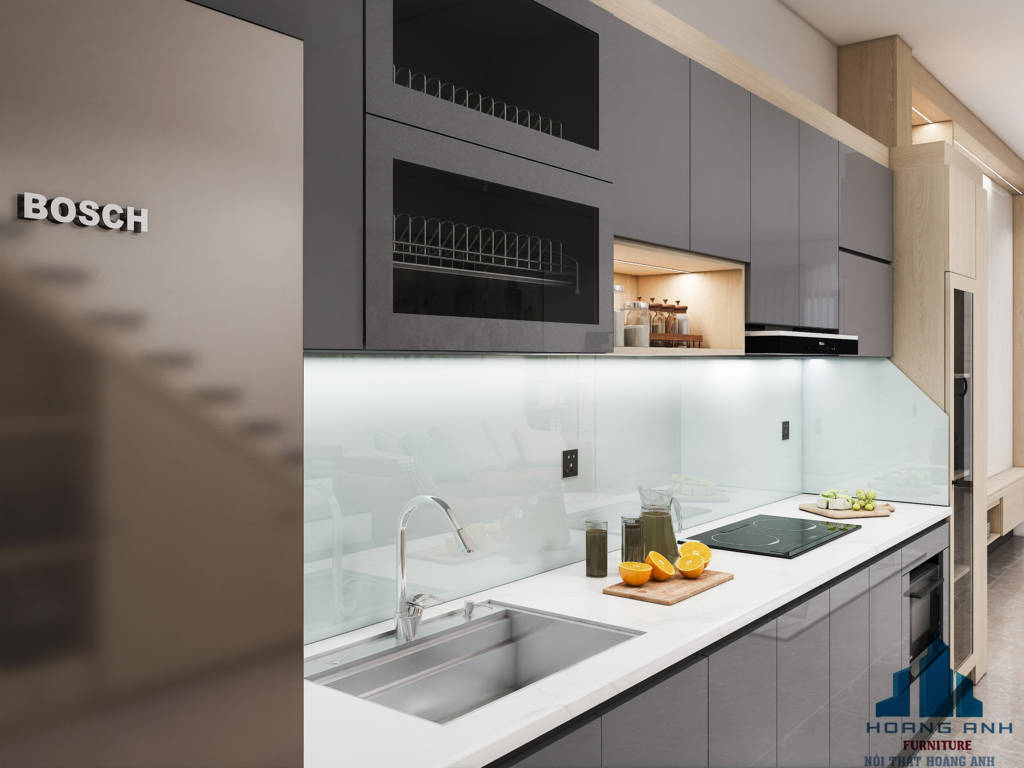 Thiết kế nội thất phòng khách và phòng bếp hiện đại cho nhà anh Huy - Ninh Bình